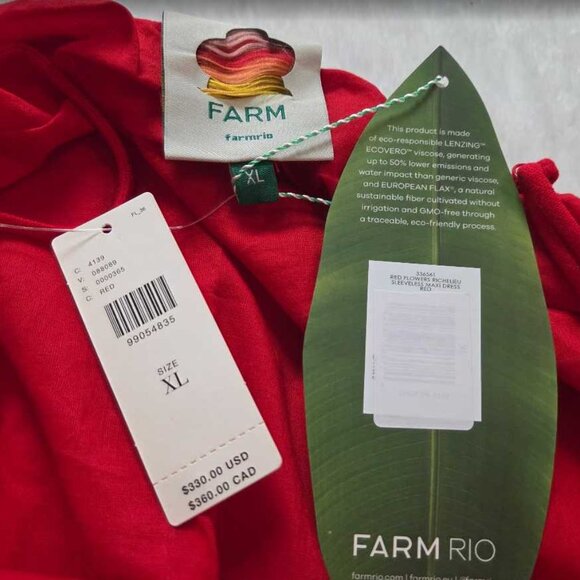 XL Farm Rio x Anthropologie Richelieu linen-blend sleeveless eyelet midi dress - Picture 5 of 9